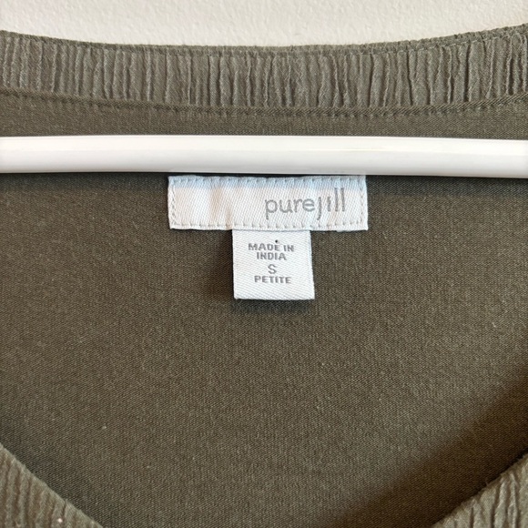 Pure Jill Olive Green Textured Sleeveless sheath Dress Small Petite Lagenlook - Picture 9 of 9